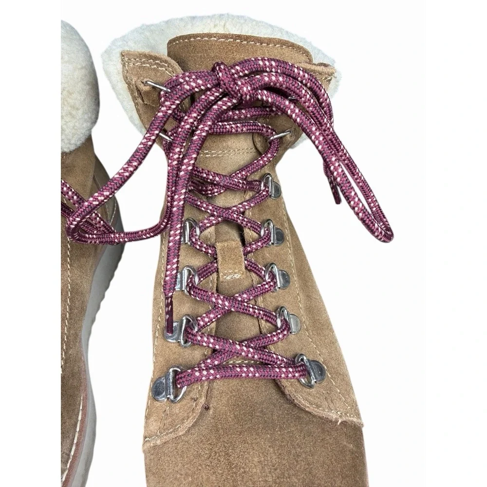Sam Edelman‎ Franc Shearling Lined Suede Hiking Boots Womens 8 Lug Sole Winter